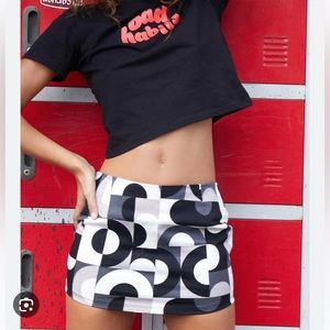 Black & White Retro Print Mini Skirt